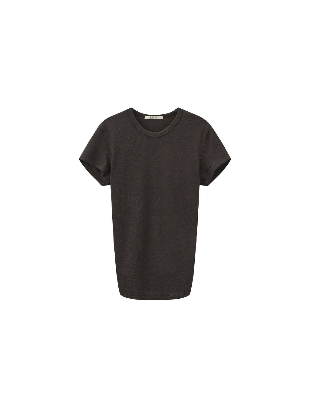 Slim Waist Cinched Cropped Crew Neck Top