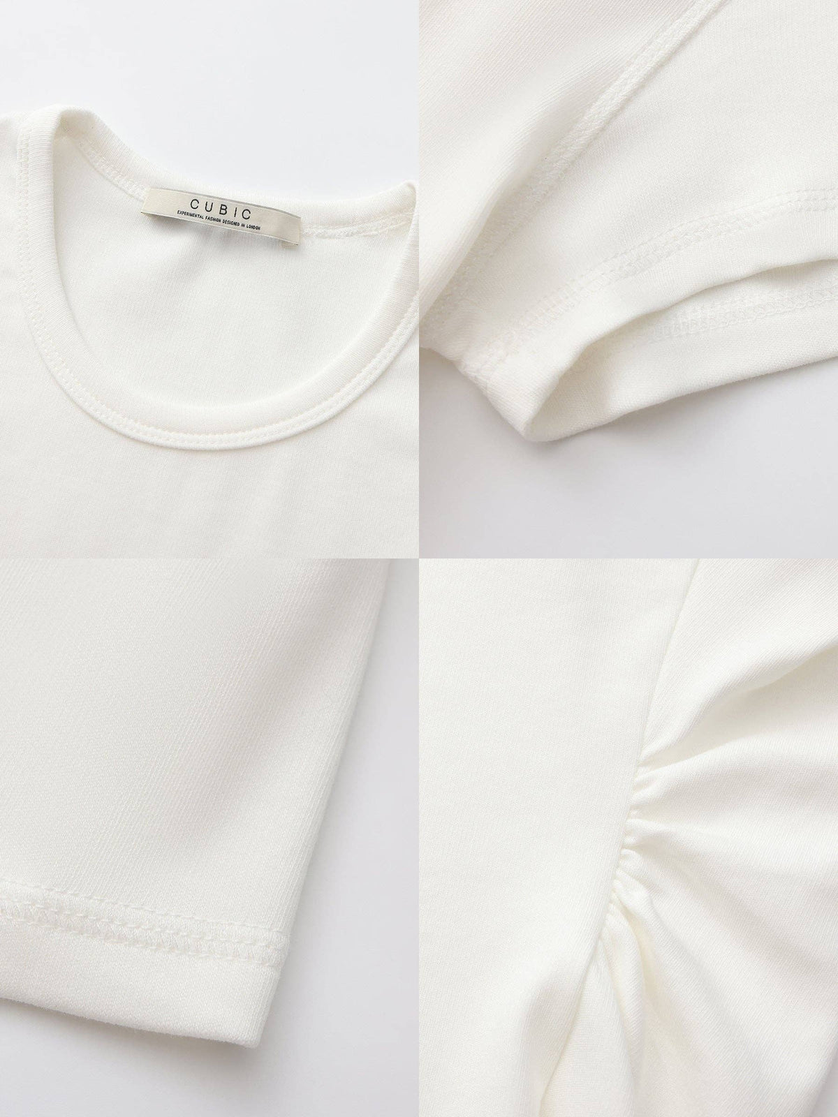 Slim Waist Cinched Cropped Crew Neck Top