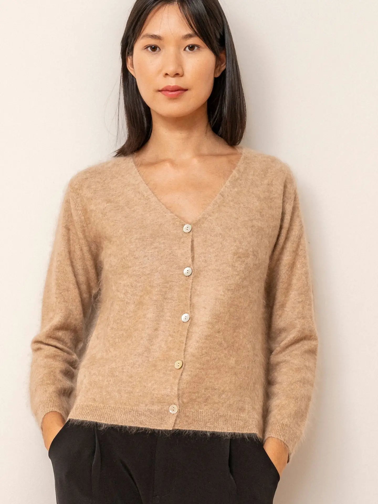 Brushed cashmere cardigan