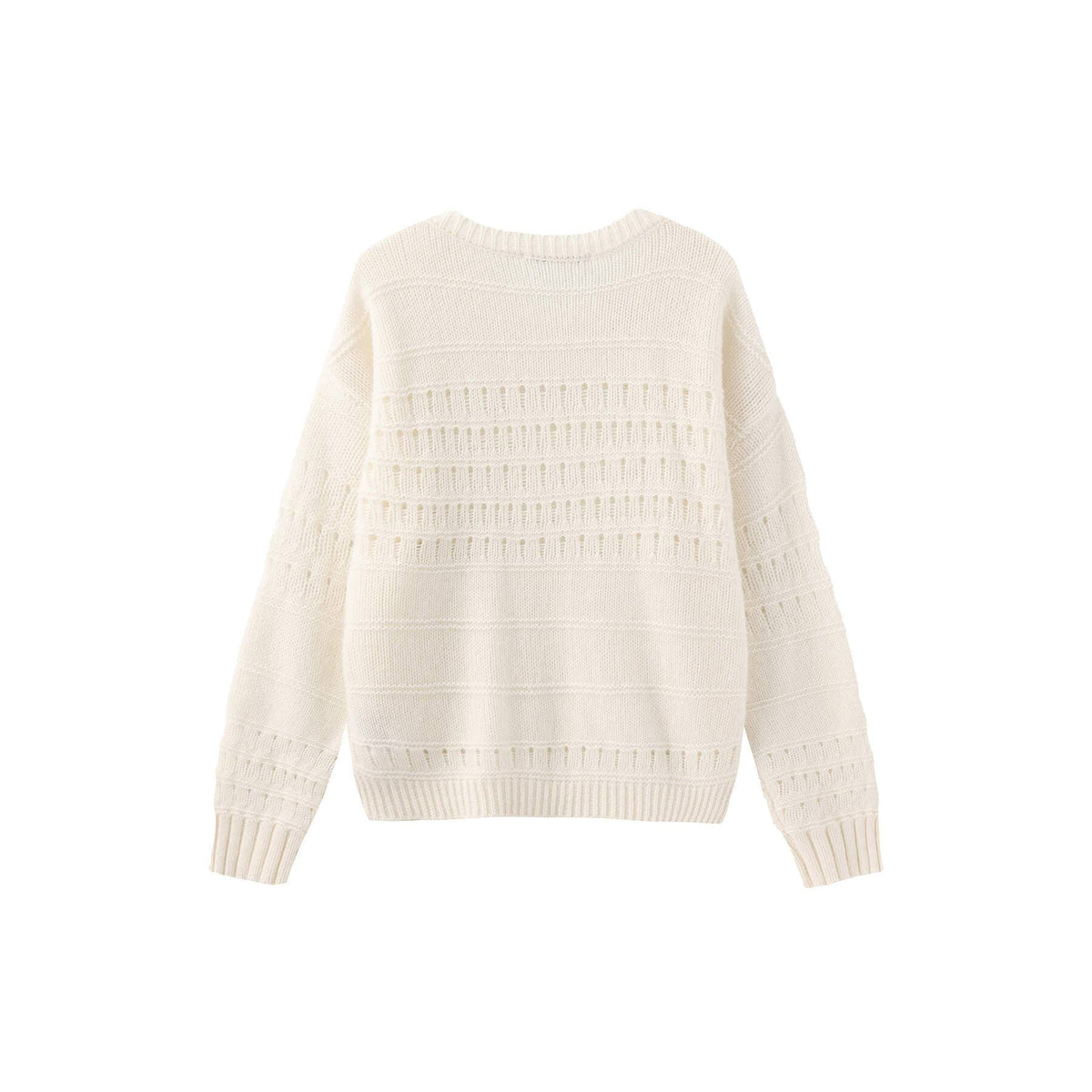 Hollowed 100% Wool Long Sleeves Knit Sweater