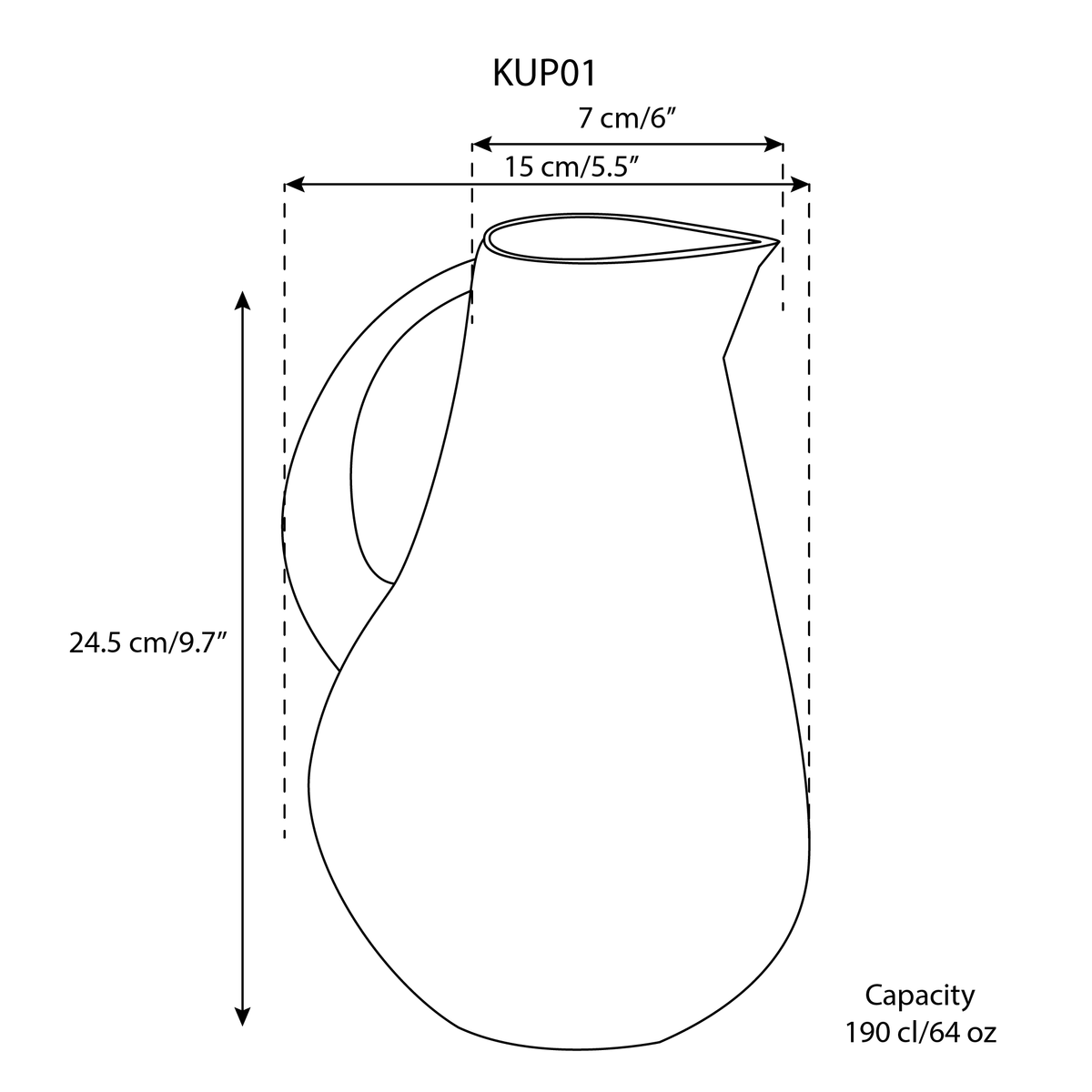 Handmade Stoneware Pitcher & Vase For Flowers | Kuduo 64 oz