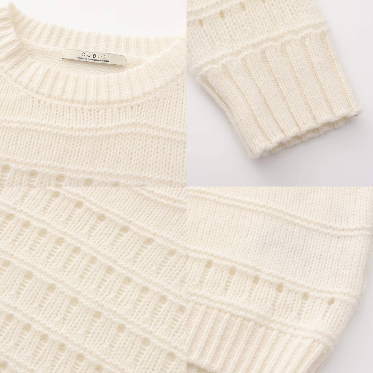 Hollowed 100% Wool Long Sleeves Knit Sweater