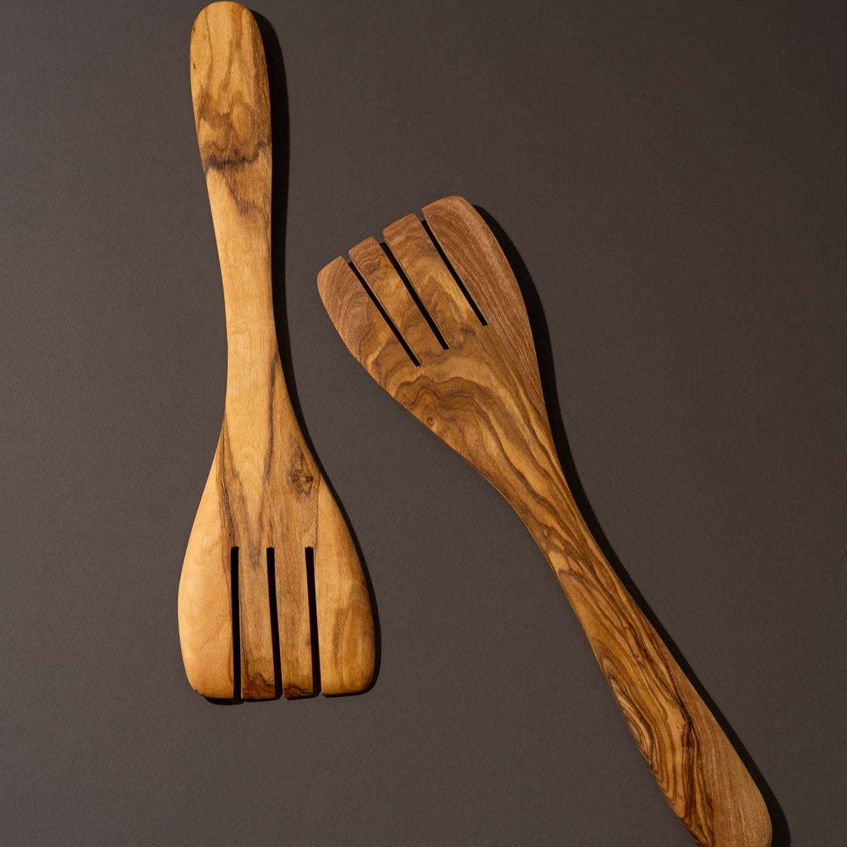 Natural Olive Wood Serving Spatula Forks