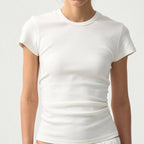 Slim Waist Cinched Cropped Crew Neck Top