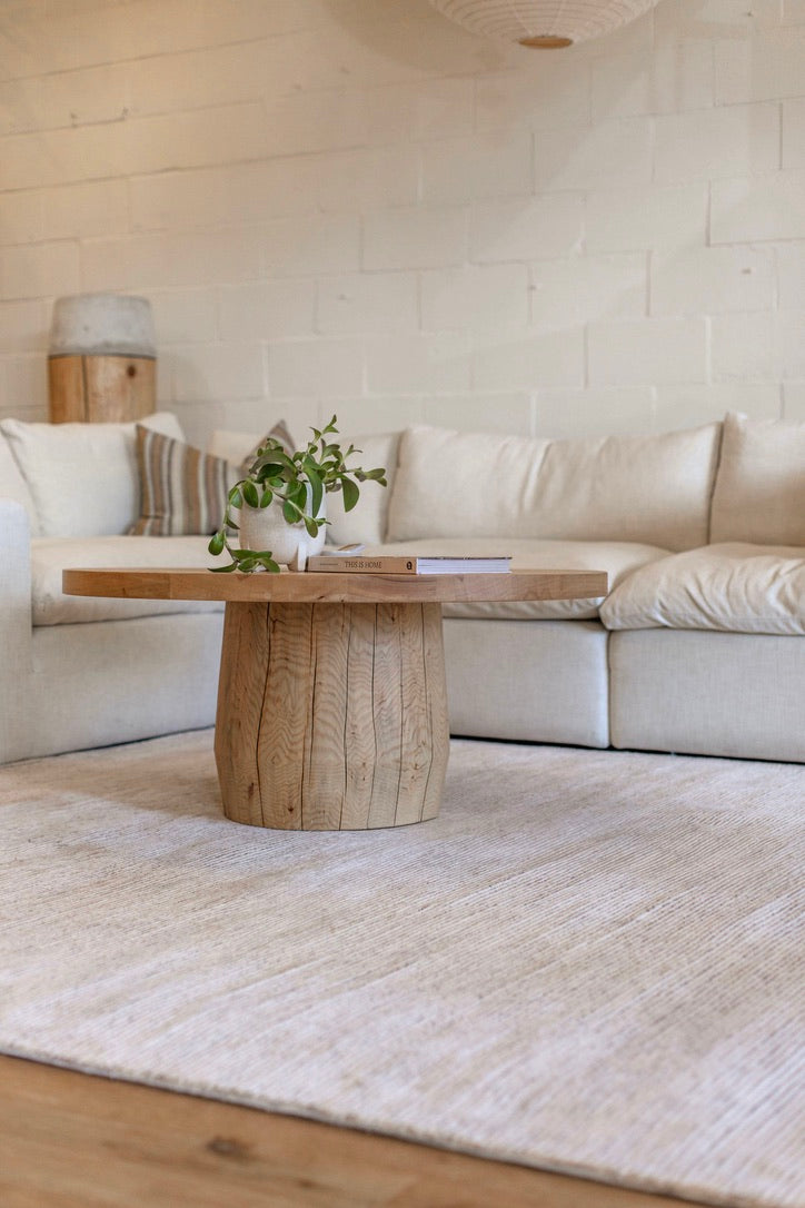 Striped Ivory Wool Rug