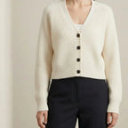 Lenny Cashmere V-Neck Cardigan - Chunky Knit