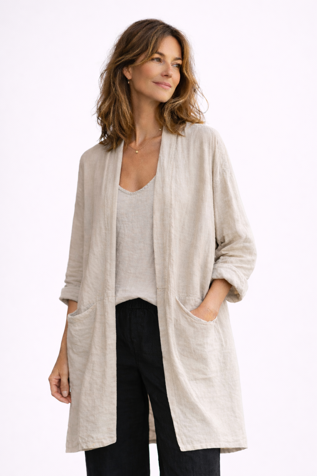 Linen Mid Length Jacket