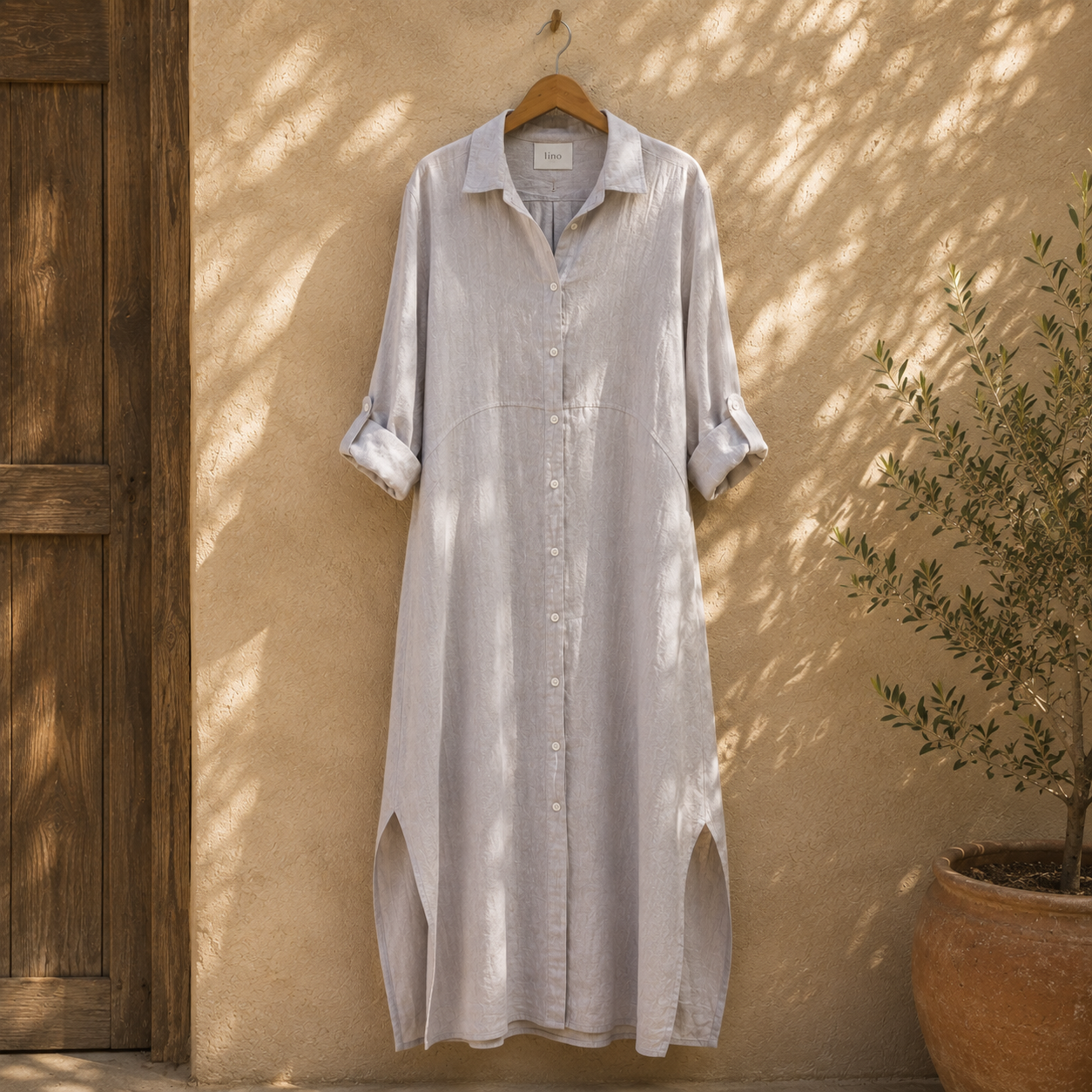 Long Cloud Linen Shirt Dress