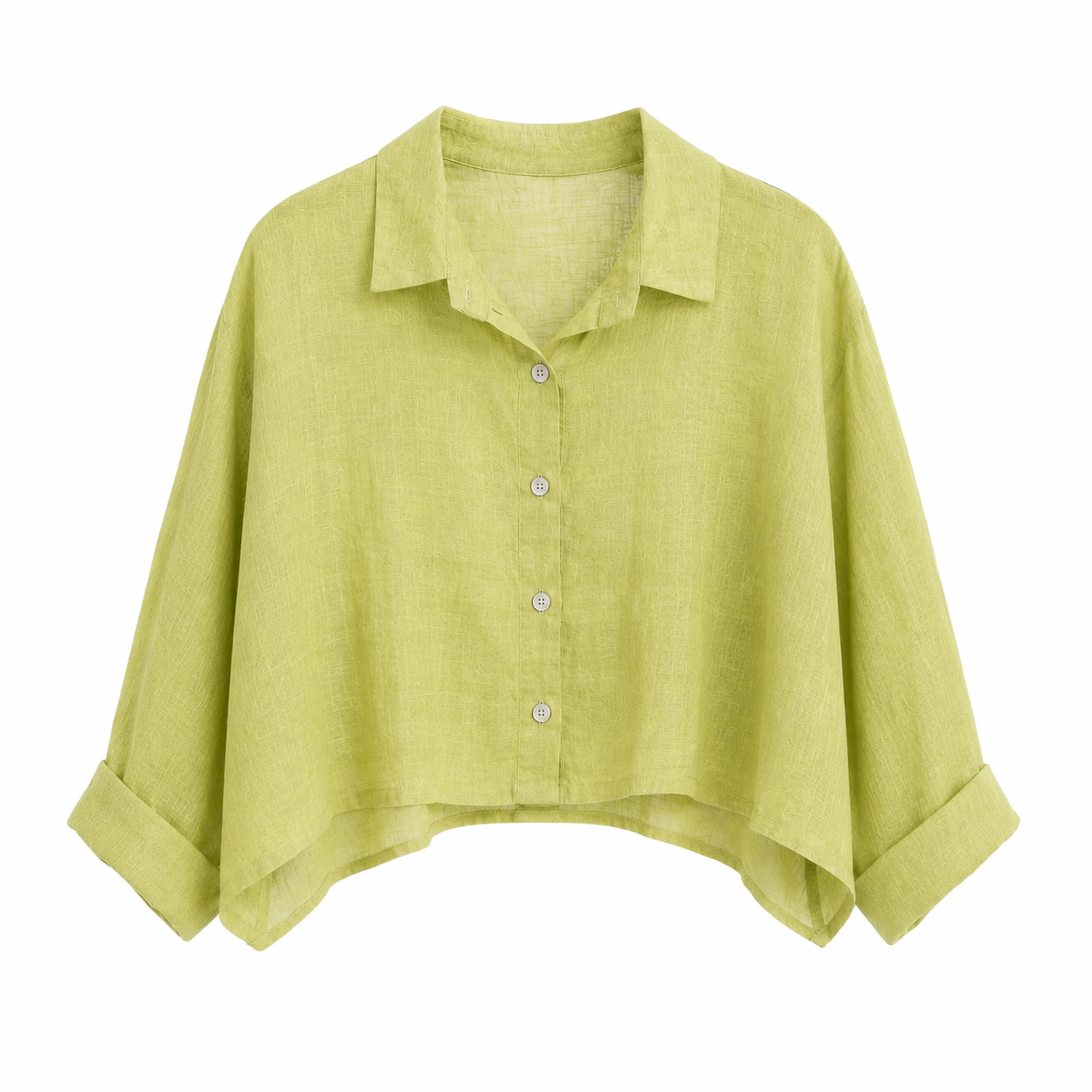 Linen Crop Button Blouse