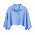 Linen Crop Button Blouse - SALE
