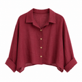 Linen Crop Button Blouse - SALE