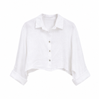 Linen Crop Button Blouse