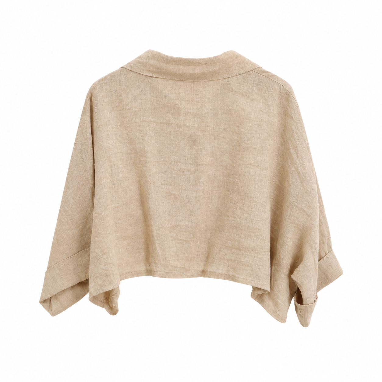 Linen Crop Button Blouse