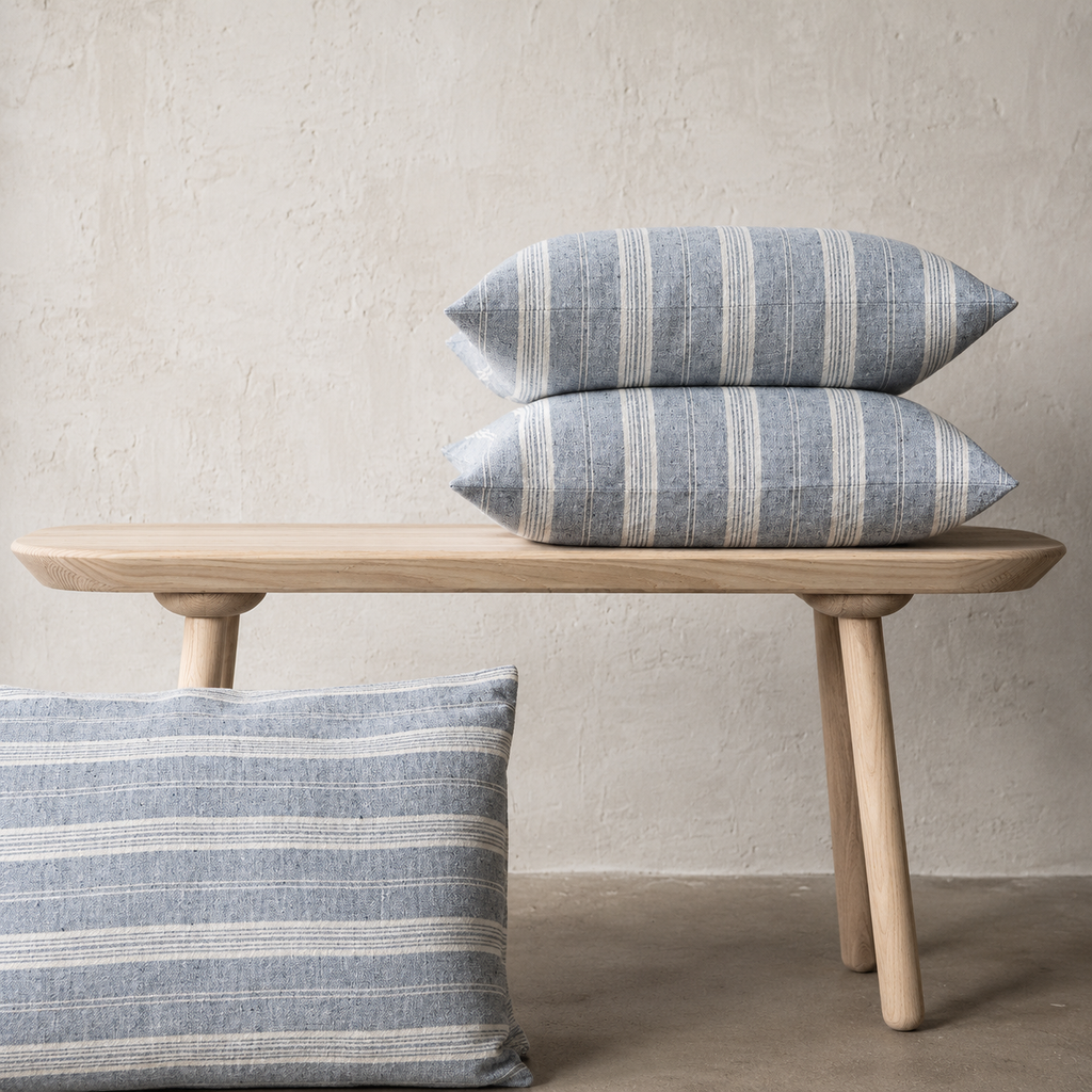 Striped Blue Horizon Pillow