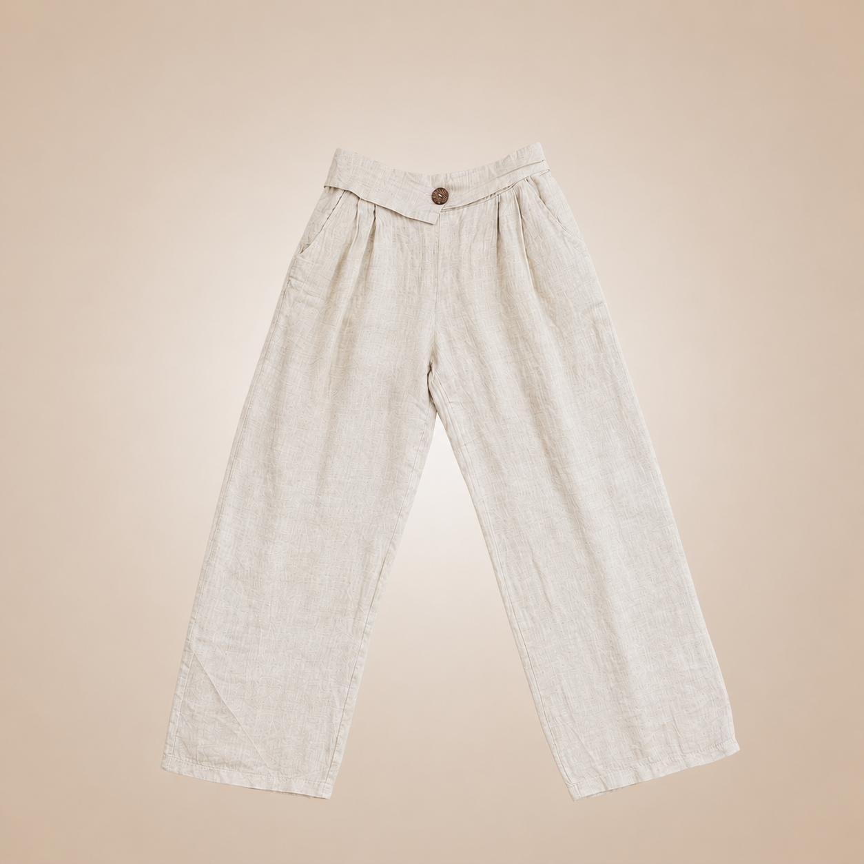 Linen Fold-Over Button Pants