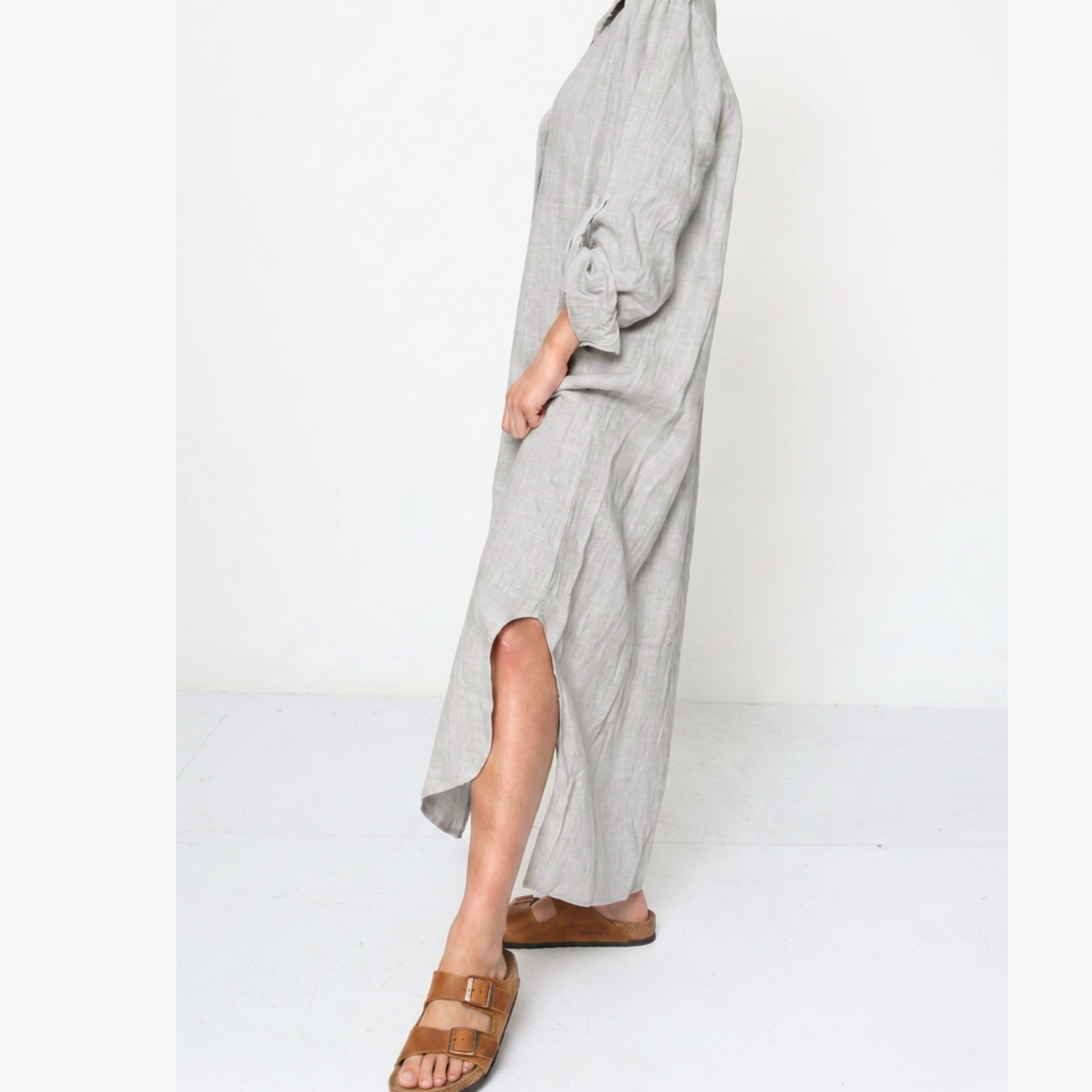 Long Linen Shirt Dress