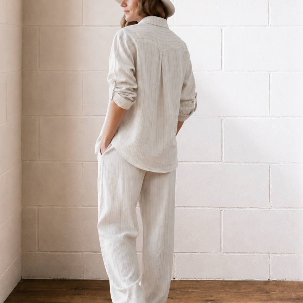Striped Linen Shirt ~ Shirt Pant Set