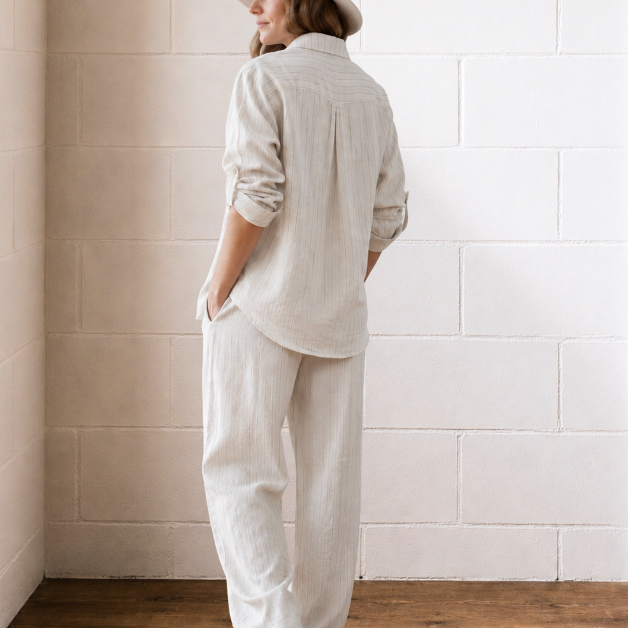 Striped Linen Shirt ~ Shirt Pant Set