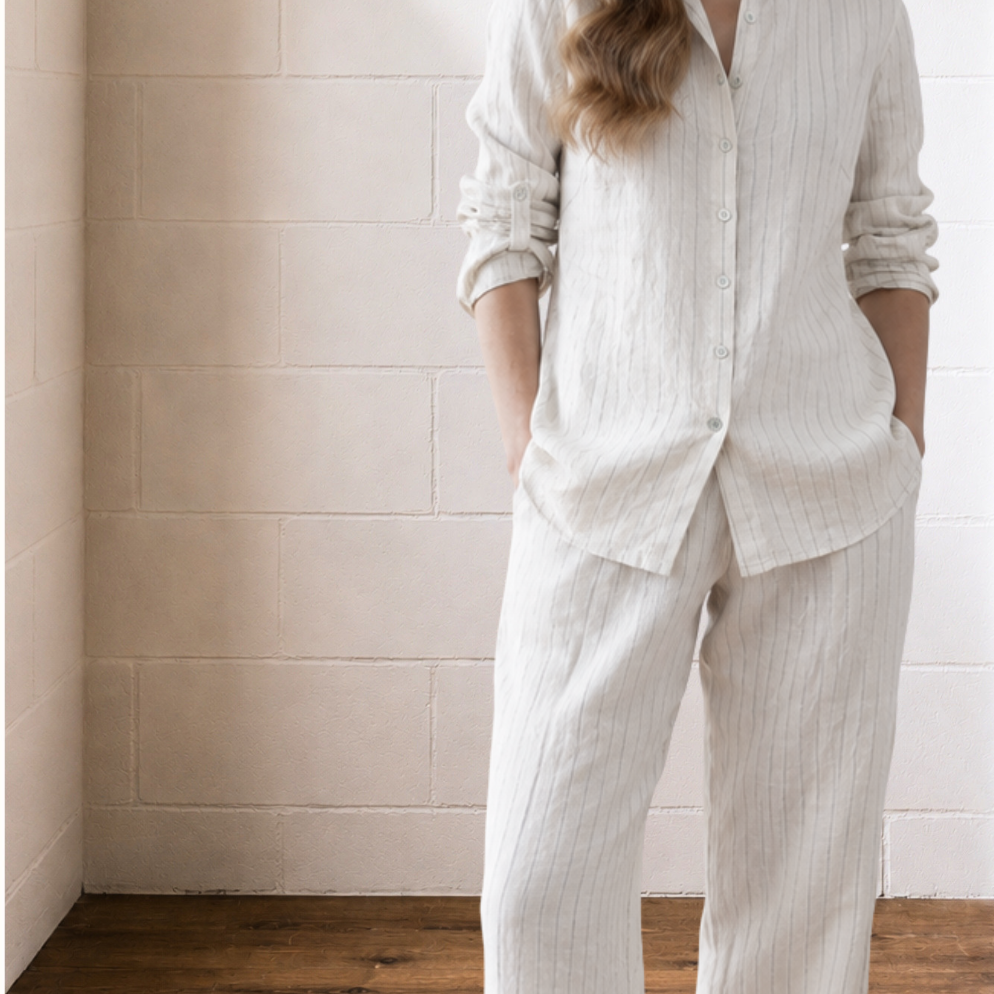 Striped Linen Shirt ~ Shirt Pant Set