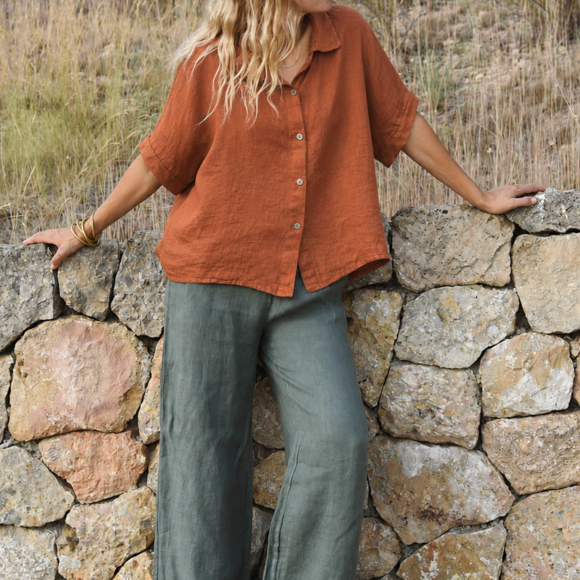 Mara Linen Button Blouse