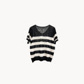 Linen Tencel  Knit Striped Tee