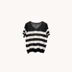 Linen Tencel  Knit Striped Tee