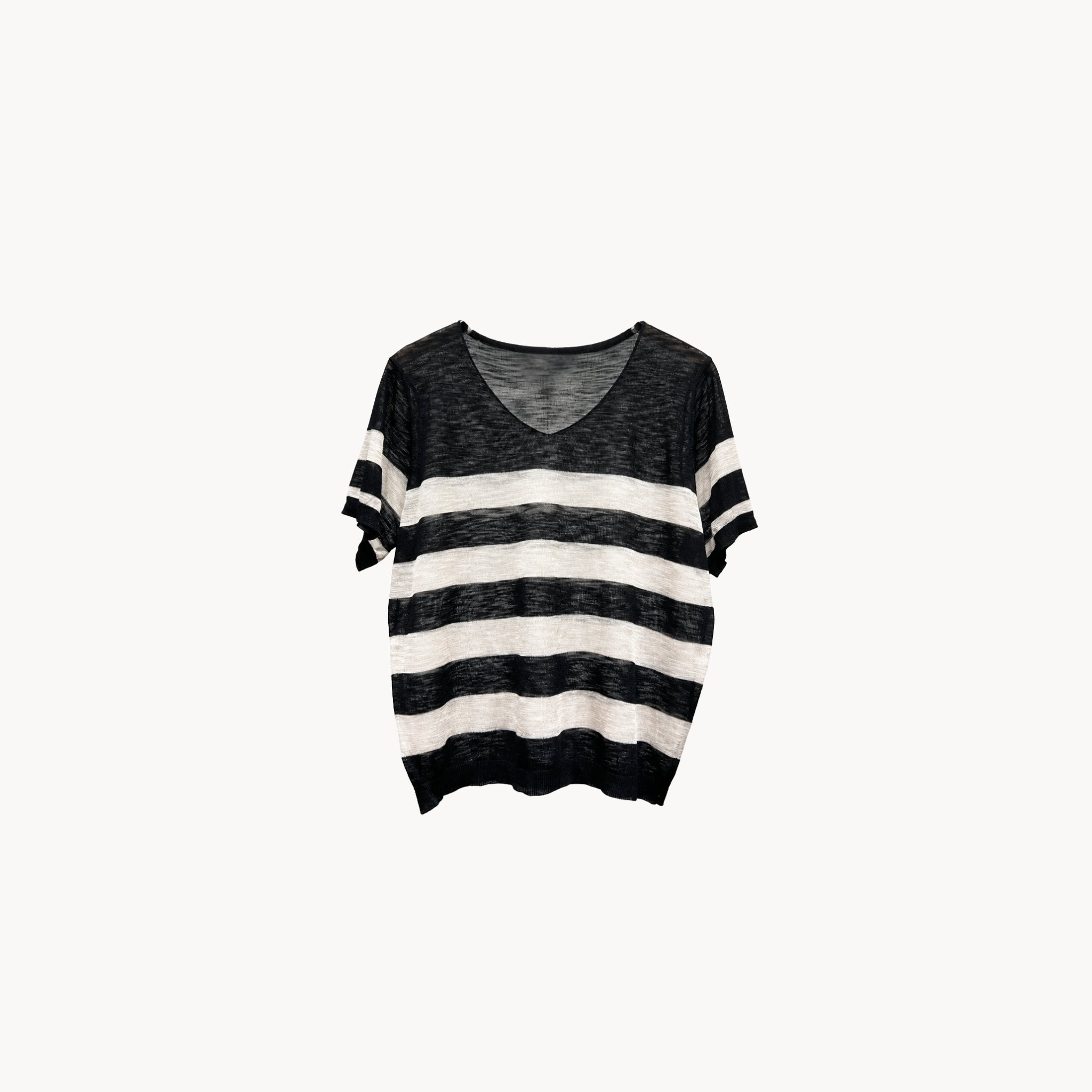 Linen Tencel  Knit Striped Tee