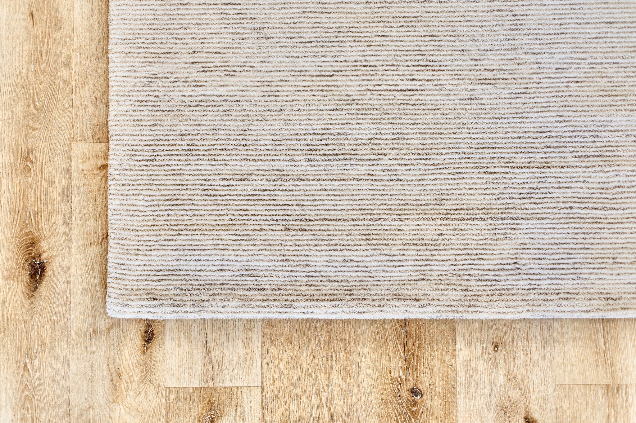 Striped Ivory Wool Rug