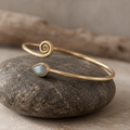 Brass Serpent Bracelet with Labradorite Stone
