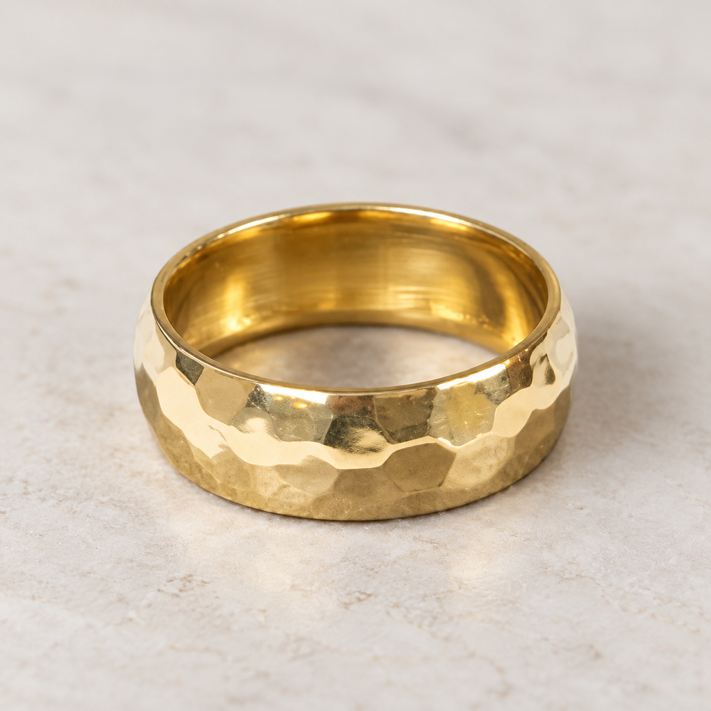 Brass Hammered Band Ring