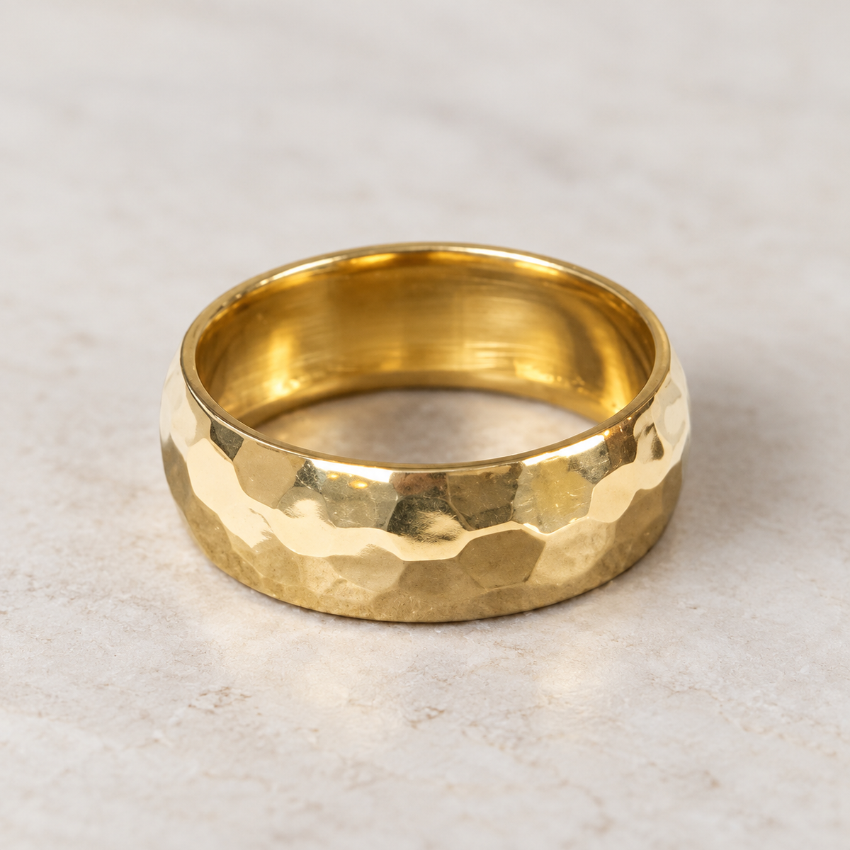 Brass Hammered Band Ring