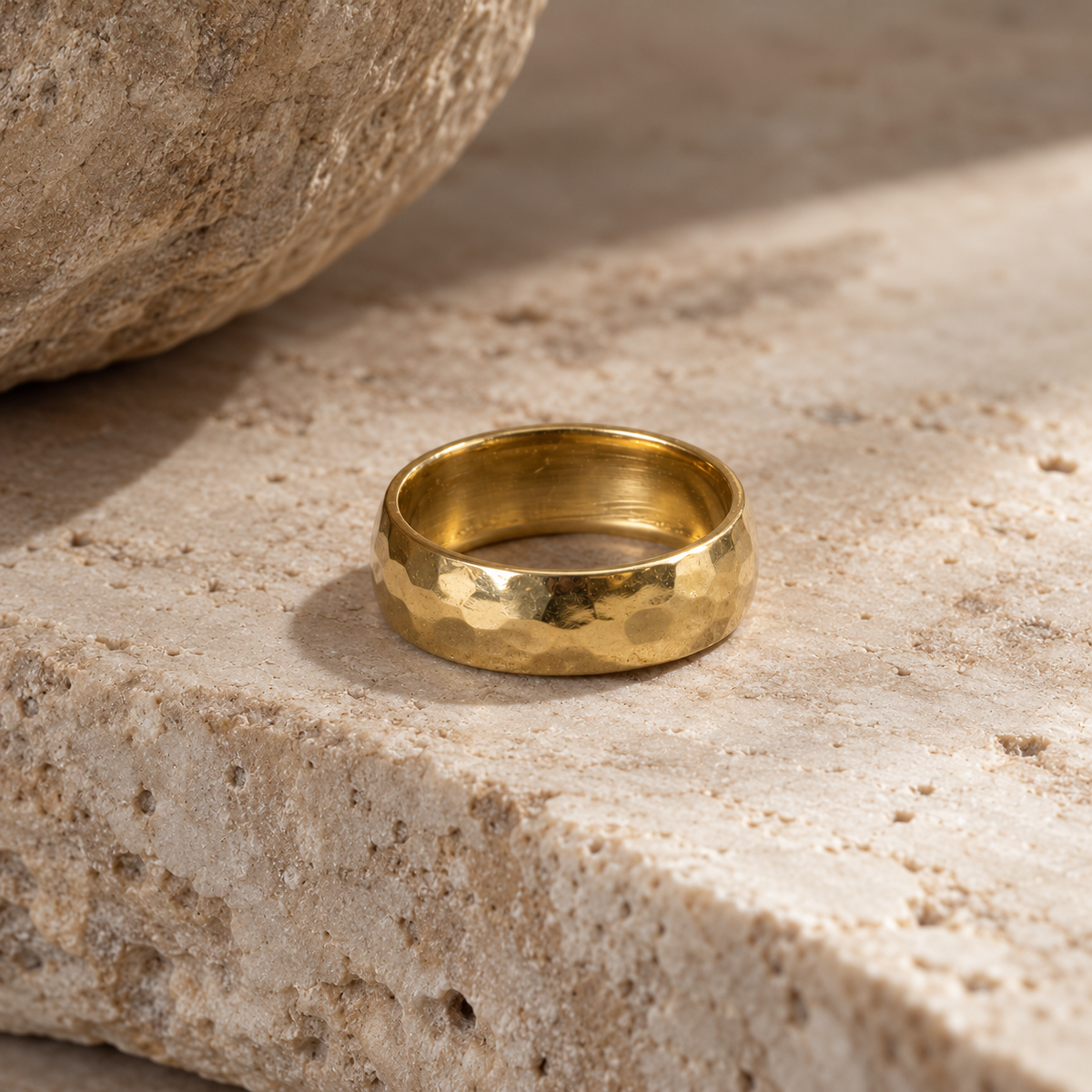 Brass Hammered Band Ring