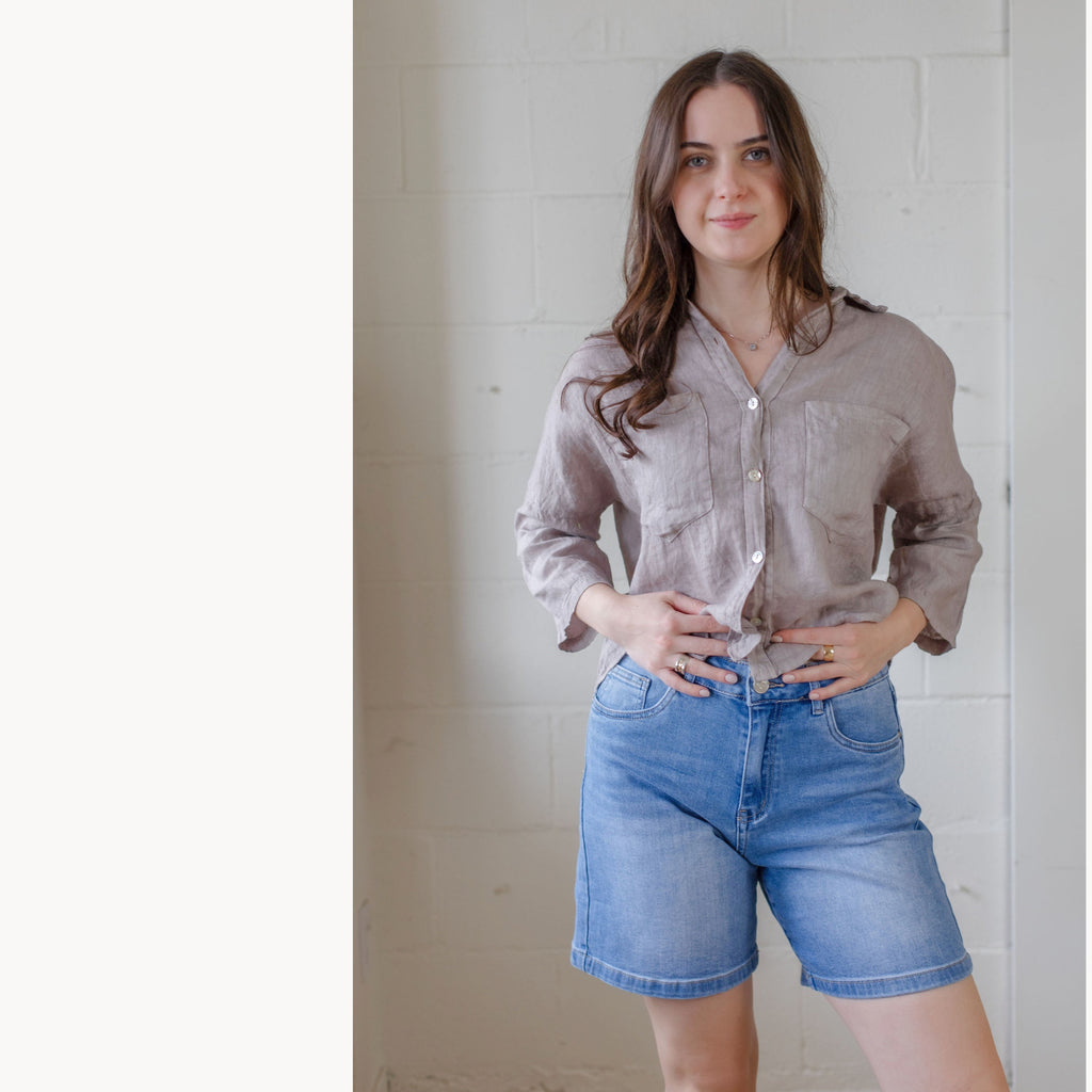 Mid Length Denim Shorts- Comfort Stretch
