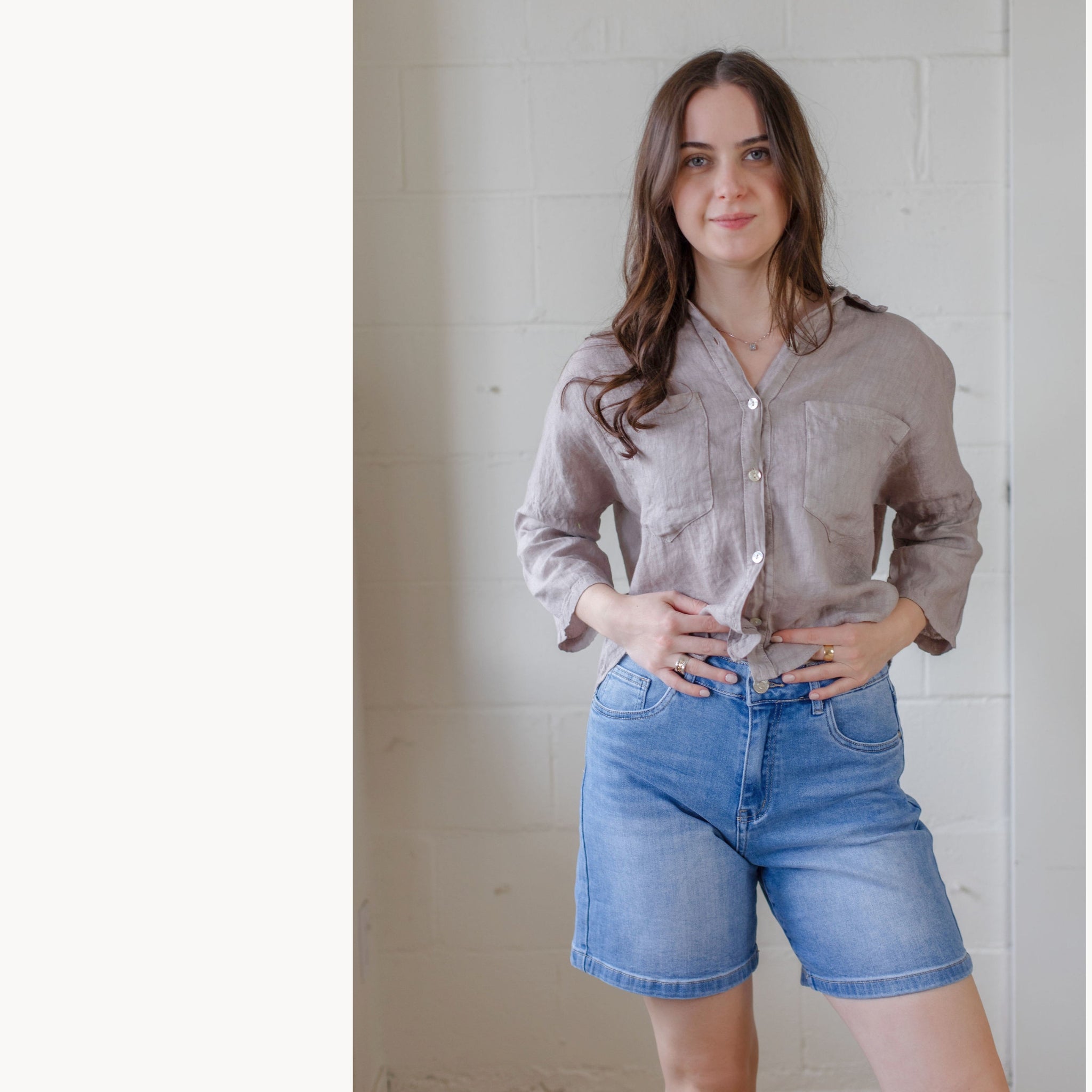 Mid Length Denim Shorts- Comfort Stretch