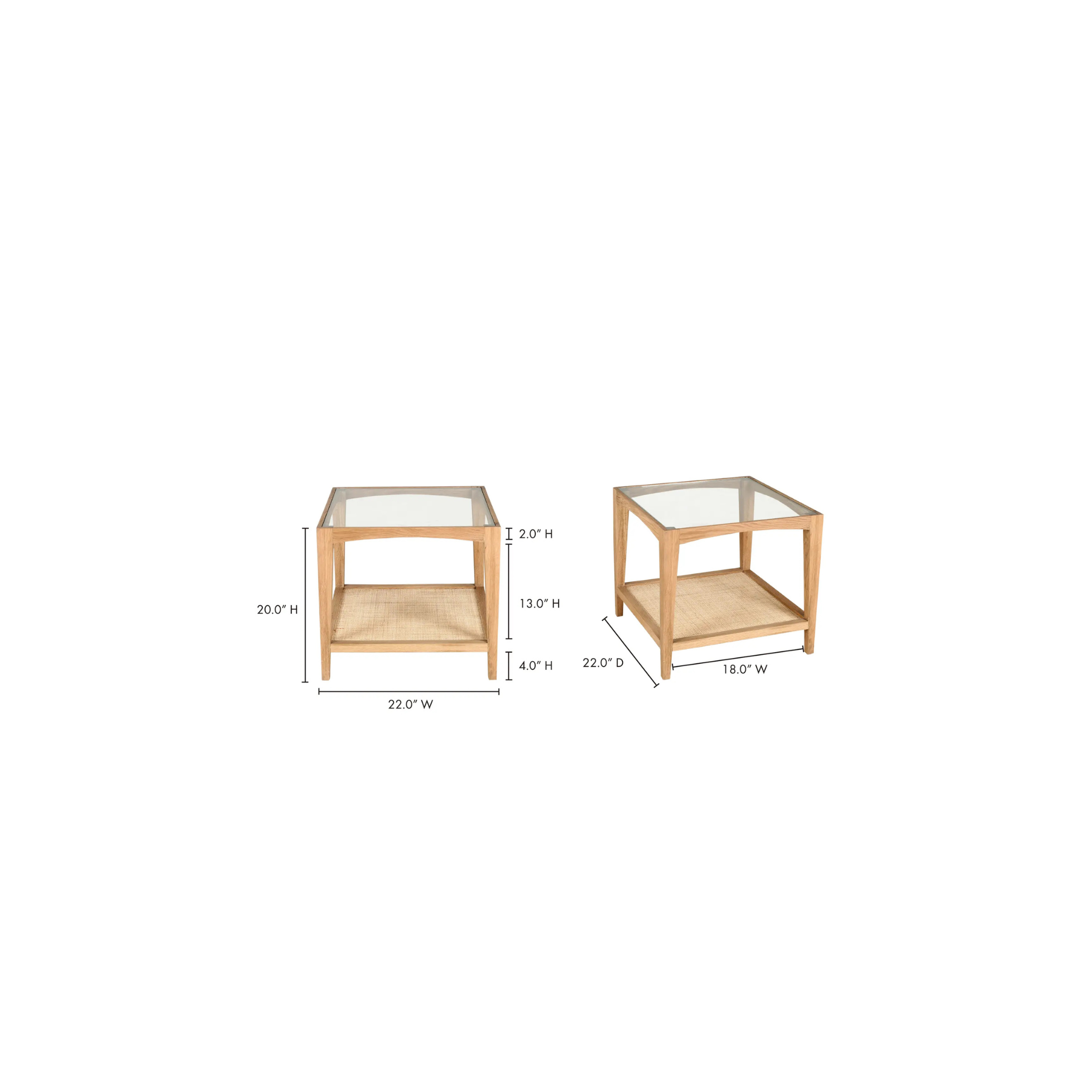 Glass top rattan side table