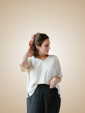 Raw Silk V-Neck Blouse 40% off