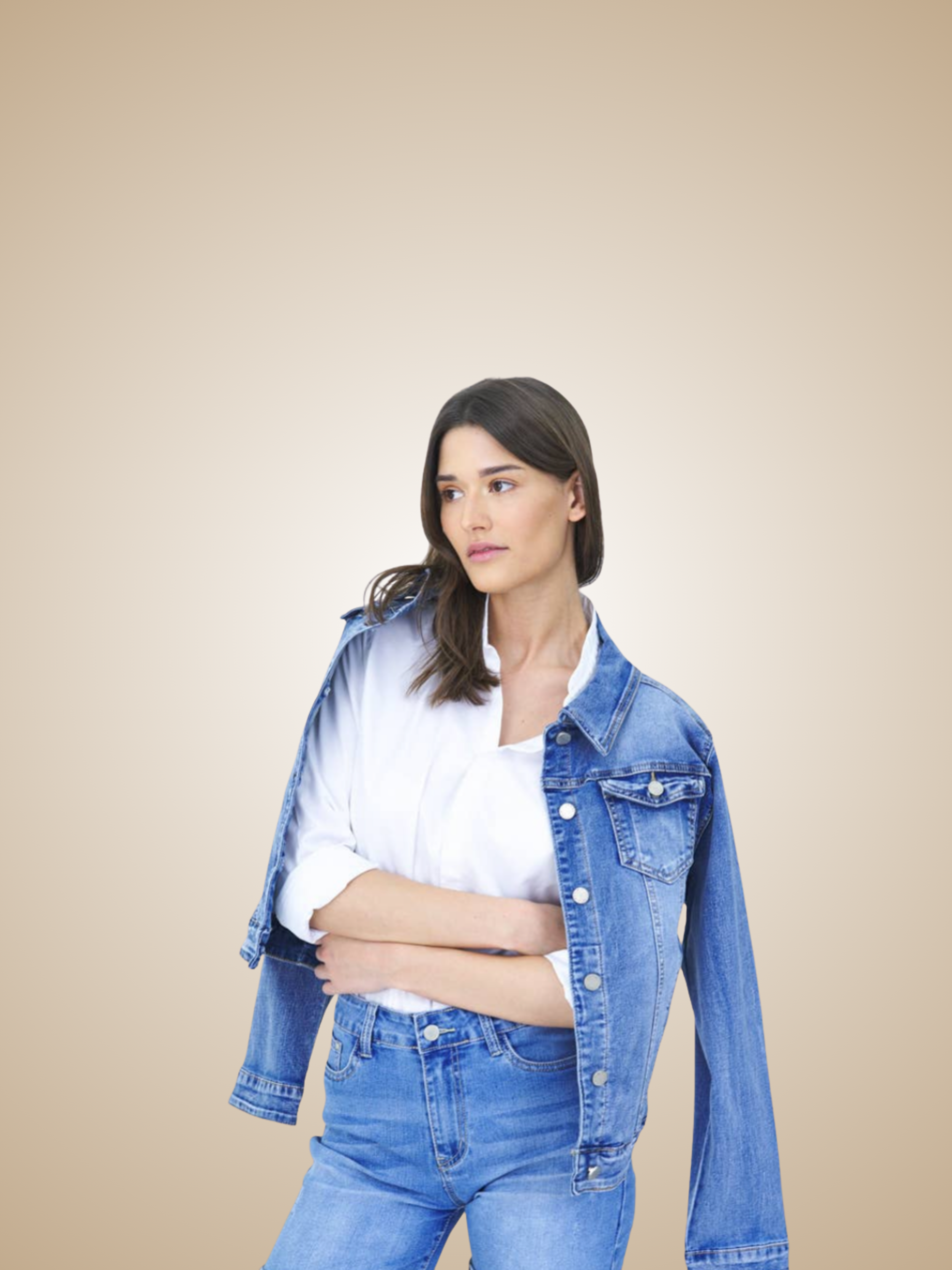 Stretch Denim Jacket- Blue