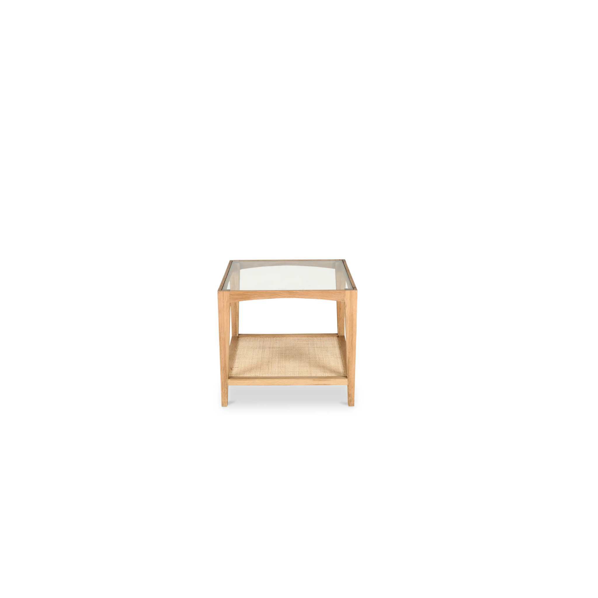 Glass top rattan side table