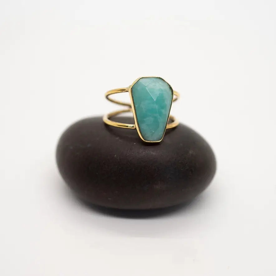 Amazonite Brass Ring