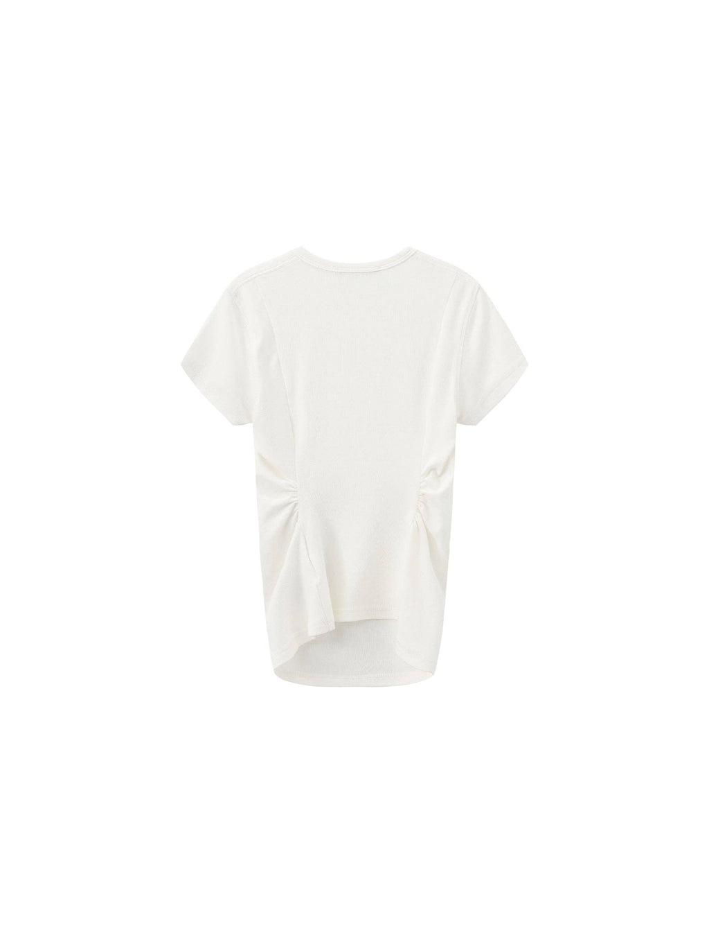Slim Waist Cinched Cropped Crew Neck Top