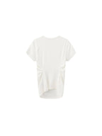 Slim Waist Cinched Cropped Crew Neck Top