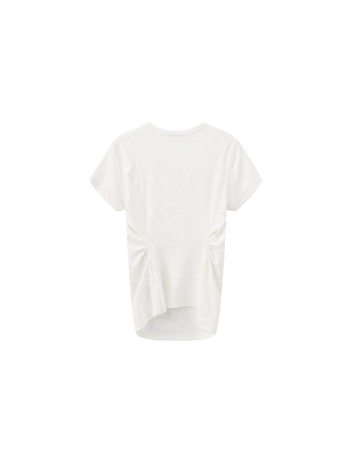 Slim Waist Cinched Cropped Crew Neck Top