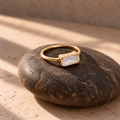Brass Etched Prong Stone Ring