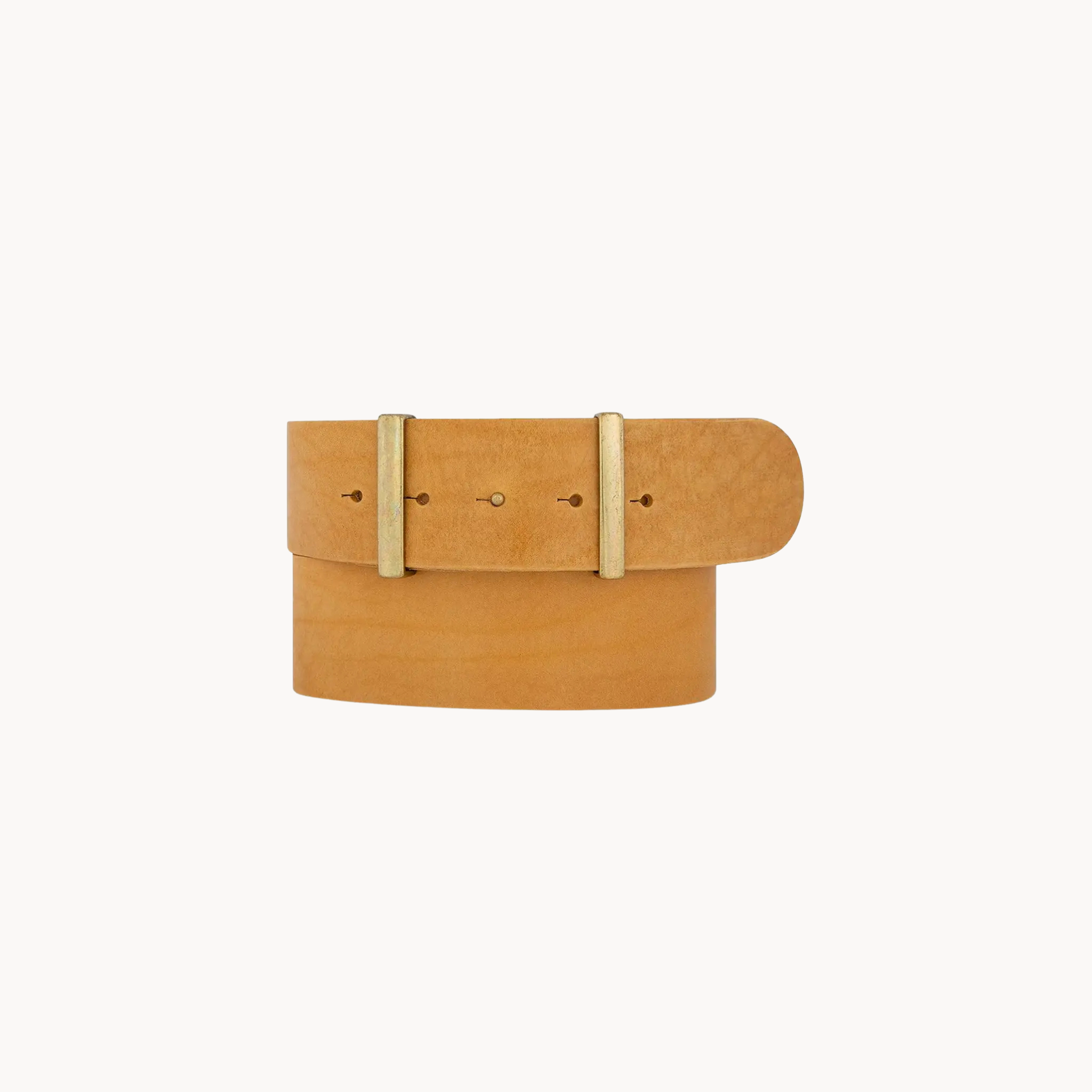 Wide Leather Belt - Ocre