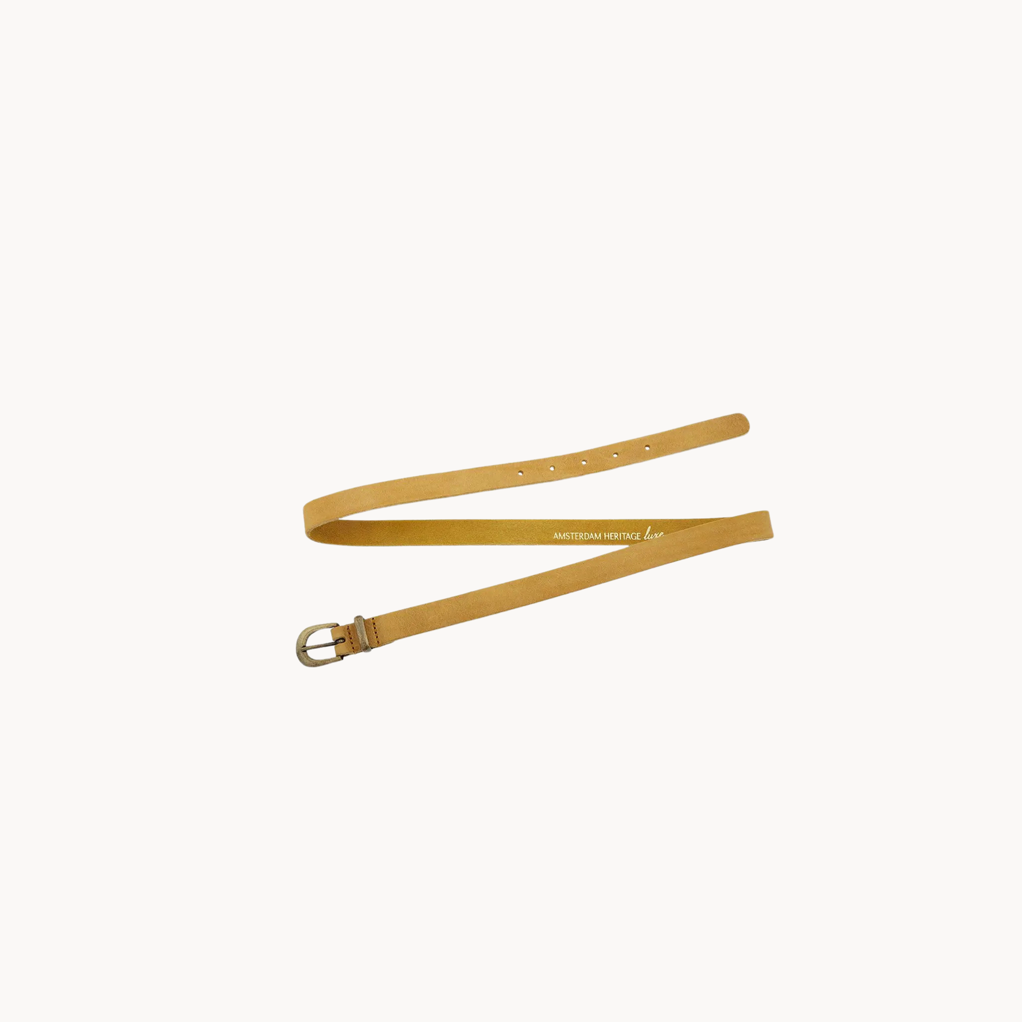 Skinny Leather Belt - Ocre