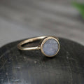 Brass Round Faceted Moonstone Ring