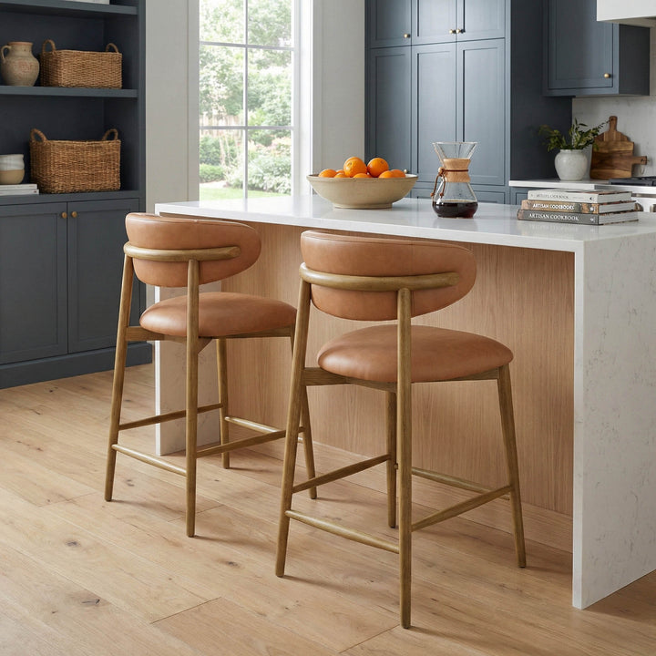 leather counter stools- deep tan
